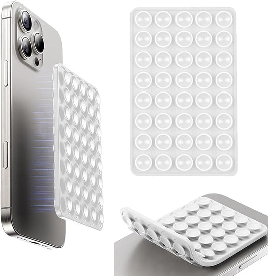 Double Sided Octo Buddy Suction Cup Phone Mount - Silicone Sticky Phone Grip with Higher Suction Power for Effortless Hands-Free Selfies & Videos, Reusable Silicone Phone Suction Grip（White） ﻿