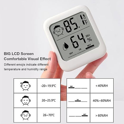 Pack of 2 Digital Thermometer and Hygrometer with Comfort Face Display, Hygrometer, Stand, Magnet, Hanging, Simple, Infectious Disease Prevention, Heat Stroke Prevention