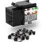Keystone Jack Cat6 Slim 25 Pack, Cat6 Keystone Jacks 90 Degree, RJ45 Keystone Jack Punch Down Black, Compatiable for High-Density Network WallPlate or Patch Panels