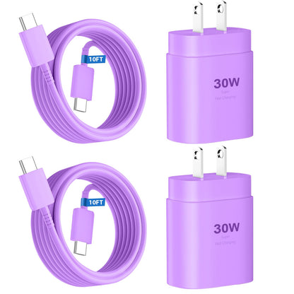 Phone 17 16 15 Charger Fast Charging,30W USB C Phone 17 16 15 Pro Max Charger Block &10FT Long Type C Cable Cord for i.Phone 17/17 Air/17 Pro/17 Pro Max/16/16 Plus/16 Pro Max/15/15 Pro Max,Purple