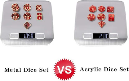 Ruby Red DND Metal Dice, DnDnD 7PCS Metallic D&D Dice Set for Dungeons and Dragons Game
