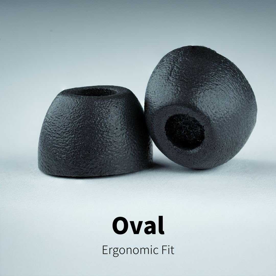 Comply 100 Core Series Memory Foam Replacement IEM Ear Tips, Oval, Black