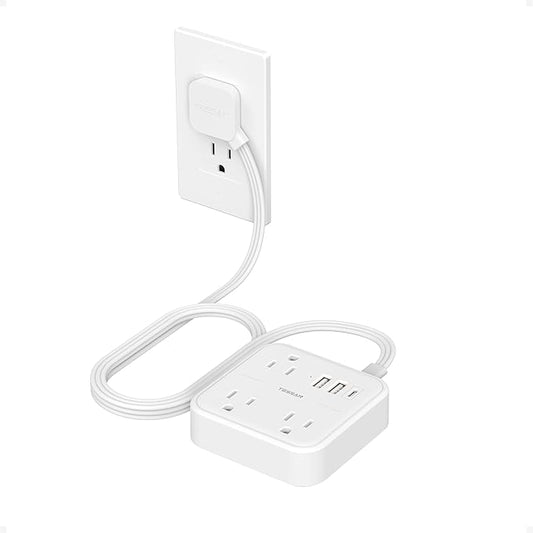TESSAN Ultra Thin Flat Extension Cord 5 FT, White