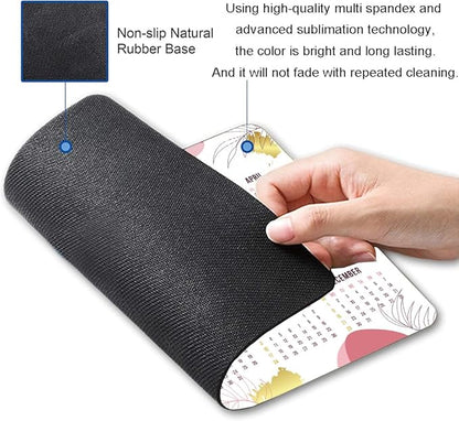 Mouse Pad, 2025 Calendar Mouse Pads, Cute Square Mouse Mat Waterproof Non-Slip Rubber Base Computer Mousepad for Desk Home Office Laptop, Abstract Leaf Calendar