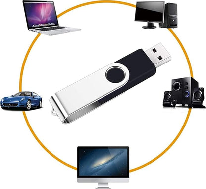 3 Pack 32GB USB Flash Drive with Type C Adapter and Storage Box USB 2.0 High Speed Metal Pen Drive 360° Rotatable Storage Memory Stick for Phone/Pad/PC/Laptop/Android - Black(3-Pack 32GB)