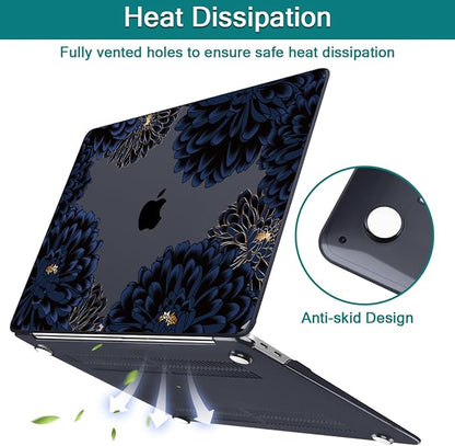 Teryeefi for MacBook Air 13 inch Case Release 2018 2019 2020, Fits Model A2337 M1 Chip, Design Pattern Slim Cover+Keyboard Cover Compatible with 13.3 inch MacBook Air M1 Touch ID, Chrysanthemums