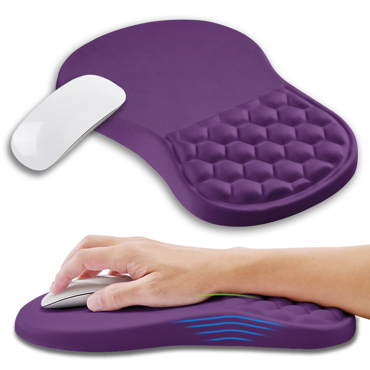 Kuosgm Ergonomic Mouse Pad Wrist Support with Memory Foam Massage Bulge, Carpal Tunnel Pain Relief Mousepad Wrist Rest for Mouse(12x8 inch, Pink Flowers)