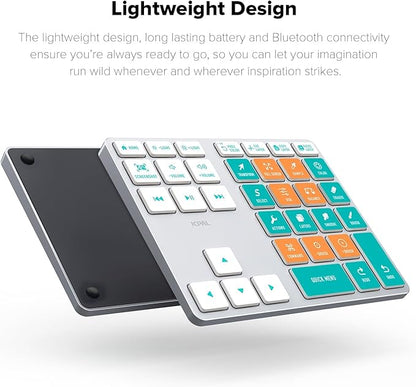JCPAL ProGuide Wireless Keyboard for Procreate - Bluetooth Rechargeable Macro Pad Mini Keyboard for iPad Procreate with 35 Color-Coded Buttons
