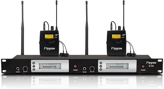 UHF Dual Wireless in-Ear Monitor System with Earphone, Metal Wireless IEM System, Sturdy Bodypack Receiver, 80 Adjustable Frequencies,164ft Range, Ideal for Stage & Studio (2 Bodypack)