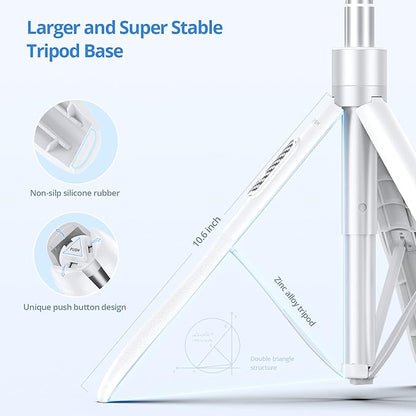 ATUMTEK 60" Selfie Stick Tripod, All in One Extendable Phone Tripod Stand with Bluetooth Remote 360° Rotation for iPhone and Android Phone Selfies, Video Recording, Vlogging, Live Streaming, White