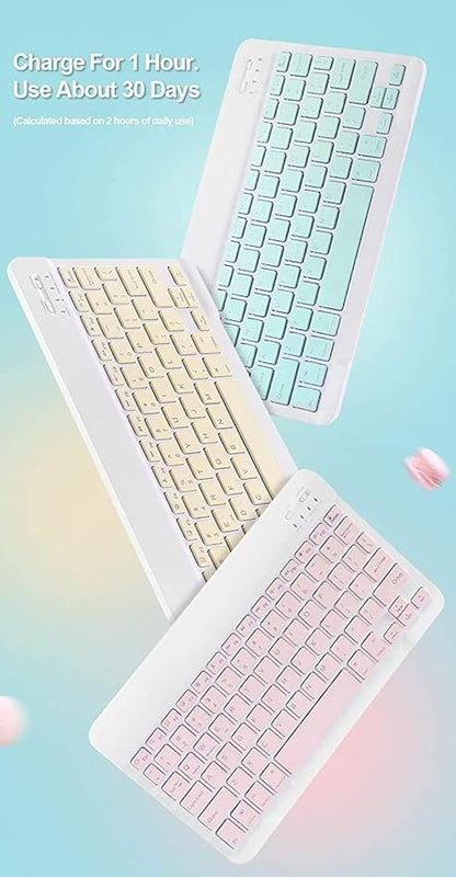 AnMengXinLing Keyboard Case for iPad Air 11 inch (M3 2025/M2 2024) with Mouse, Case for iPad Air 5th/4th Gen with Keyboard Cover with Pencil Holder, Sky Blue