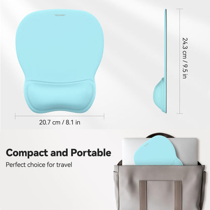 TECKNET Gel Ergonomic Mouse Pad with Wrist Rest, Non-Slip PU Base, LT.Blue