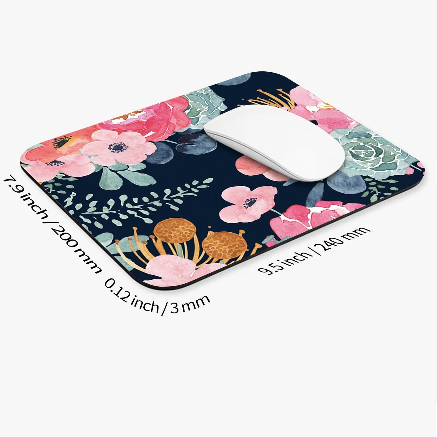 Armanza Square Mouse Pad Pink Flower, Personalized Premium-Textured Custom Mouse Mat Design, Washable Mousepad Cloth, Non-Slip Rubber Base Computer Mouse Pads for Wireless Mouse
