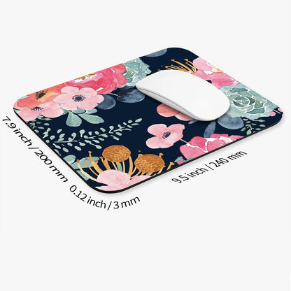 Armanza Square Mouse Pad Pink Flower, Personalized Premium-Textured Custom Mouse Mat Design, Washable Mousepad Cloth, Non-Slip Rubber Base Computer Mouse Pads for Wireless Mouse