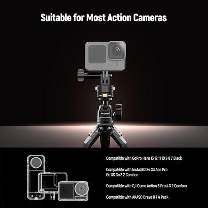 Neewer 6 in 1 Action Camera Mount Kit, Compatible with Hero 13 12 11 Max DJI Osmo Action Insta360, Metal Magnetic Quick Release Mount with 1/4" Thread & Folding Fingers for POV Shots, GP-23