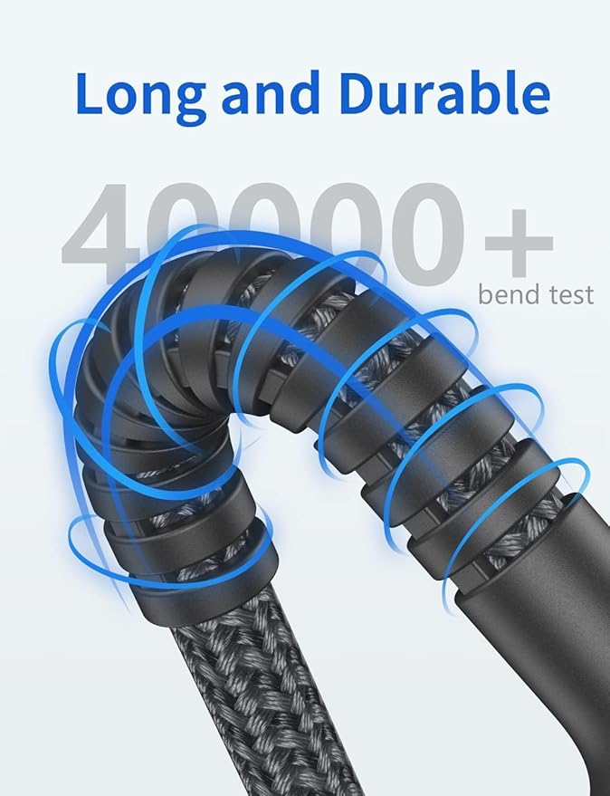 USB C Cable 10FT, 2Pack USBA to USBC Charger Cable, USBC to USB-C Cable, Type C Fast Charging Nylon Braided Cord for iPhone 16/15/Plus/Pro Max/Samsung/LG, with Type C Female to USB A Male Adapter