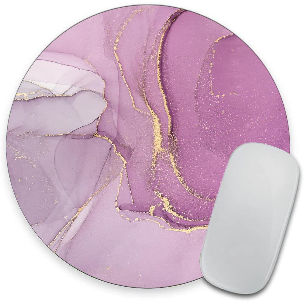 Light Purple Marble Round Mouse pad Customized Mousepad Non-Slip Rubber Base Mouse Pads for Computers Laptop Office Desk Accessories Mouse pad