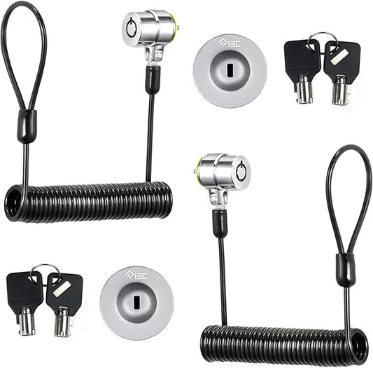 I3C Laptop Cable Lock Retractable Hardware Security Cable Lock with Anchor Plate Compatible with Laptop, Smart Phone, Tablet, and Other Electronic Products (Silver 2pack)