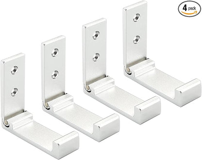 Folding Coat Hooks, Wall Hooks for Hanging Aluminum Alloy Cloth Hanger Coat Hanger Headphones Holder Headset Wall Hanger Hook- Pack of 4 (Silver)