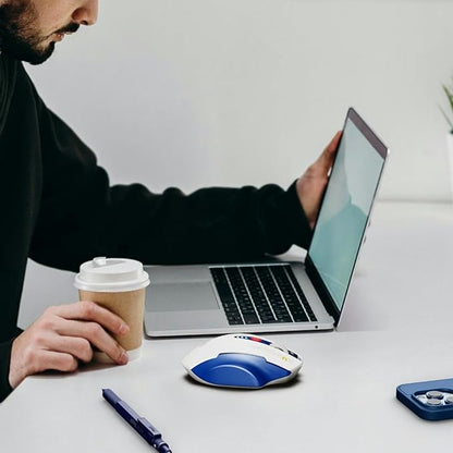 Bluetooth Mouse,[Upgraded] Multi-Device Wireless Mouse Rechargeable,Visible Battery Level,Tri-Mode (BT 5.0/4.0+2.4G Hz), 4 Adjustable DPI,Coldless Mice for Laptop and PC,Bluewhite