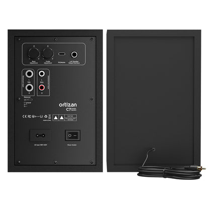 Ortizan C7 Powered Studio Monitors Pair with Bluetooth 5.3, Black