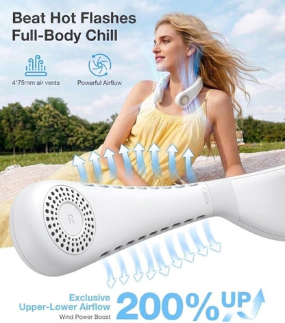 TORRAS COOLiFY Air 2026 Upgraded Neck Fan Air Conditioner, Dual-Airflow Pro Cooling, Ultra Light Portable Fan Rechargeable, Personal Cooling Fan Travel Essentials, Gift for Dad Father,White
