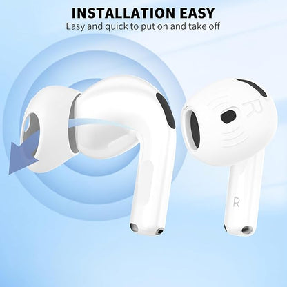 [5 Pairs] for AirPods 4 Ear Tips Covers Sport Anti Slip Anti Scratche Skin Soft Silicone Eartip AirPods 4 Gen Earbuds Accessories Compatible with Apple AirPods 4th Generation (White)
