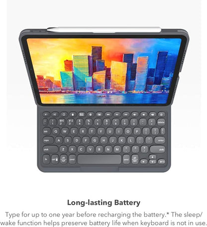 ZAGG Pro Keys Detachable Case & Wireless Keyboard for Apple iPad 10.2" (Gen 9, 8, 7) - Bluetooth Pairing, Backlit Laptop-Style Keys, Apple Pencil Holder, 6.6ft Drop Protection, Black