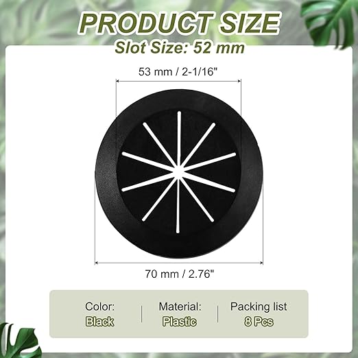 PATIKIL Desk Grommet 2-1/16", 8 Pcs Round Cable Grommet Cord Hole Cover with Adhesive Tape Flexible Table Wire Organizer for Office Home Table Countertop, Black