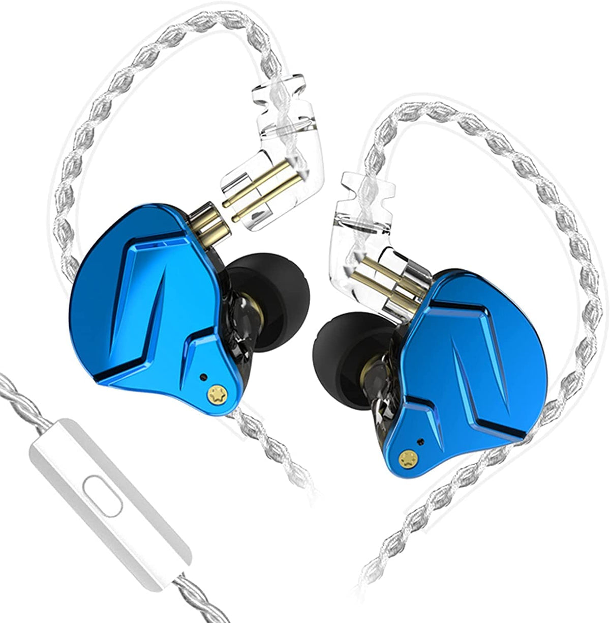 KZ ZSN Pro in-Ear Earbud Headphones Metal Faceplate,Hybrid Dynamic Driver Balanced Armature IEMs with Detachable Cable,in-Ear Headphones Compatible for iPhone Android,Workout(Blue Without Mic)
