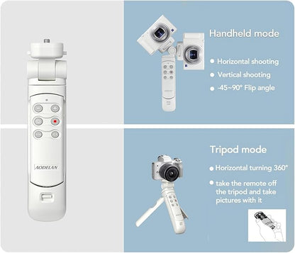 AODELAN Wireless Shooting Grip Tripod with Remote Control for Vlogging, for Sony ZV-E10,ZV-1,ZV-1 II, ZV-1F, a6100, a6400, a6600, a7 III, a7R III, a7R IV, a9, a9 II, Replace Sony GP-VPT2BT（White