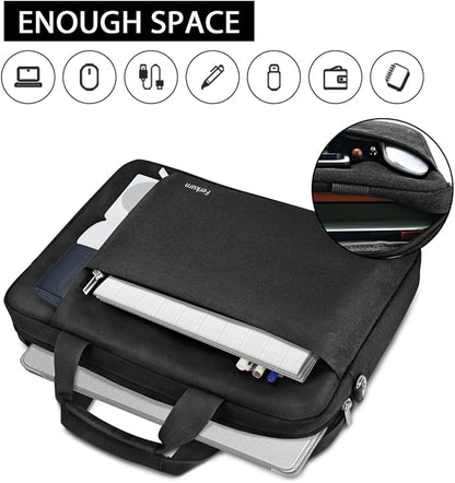 Ferkurn Laptop Bag Case for Women Men Computer Bag Compatible with HP Envy Pavilion Omen/LG Gram/MSI/Dell Inspiron XPS/Lenovo/Acer, Shoulder Strap Carrying Messenger Briefcase, Black, 15.6 16 Inch
