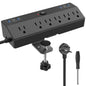 Desk Clamp Power Strip 2 USB C Desktop Mount Outlet Charging Station, 10FT Extension Cord Flat Plug with 6 AC, Removable 40W Fast Charging Surge Protector Power Strip Fits 1.8" Office Tabletop Edge