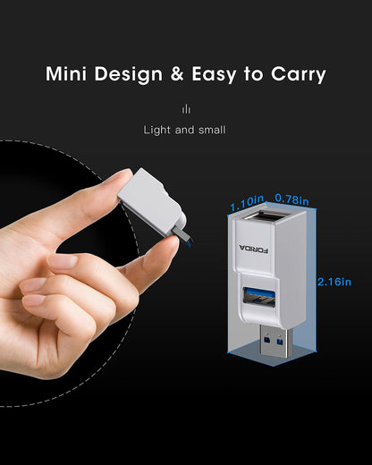 Mini USB Hub 3-Port USB Splitter 1 in 3 Out, Data USB Expander Adapter