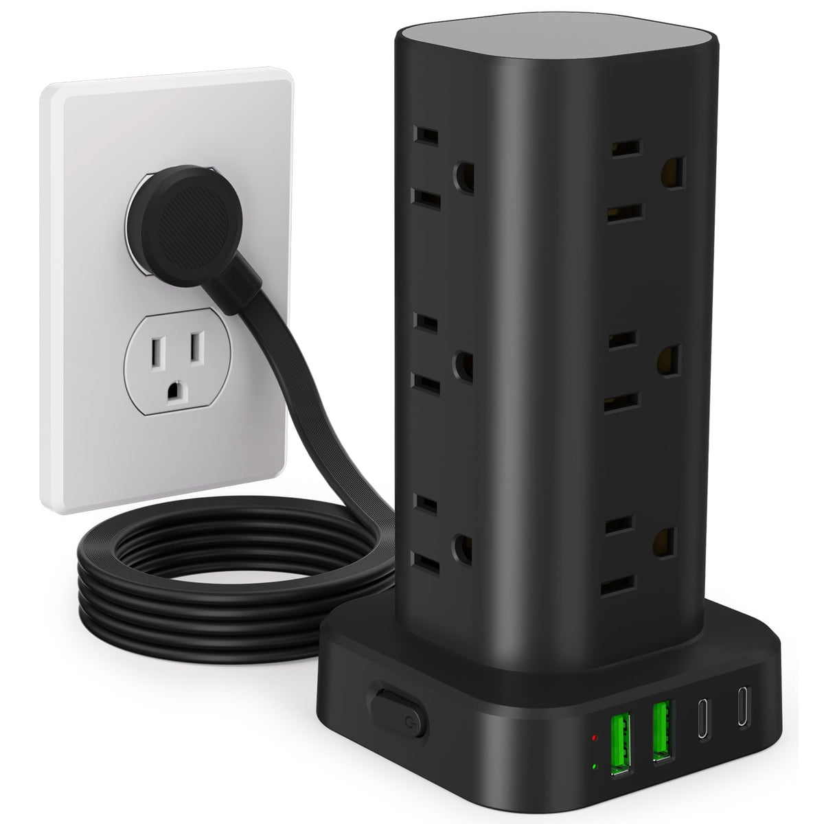 Power Strip Tower with Wireless Charger,Surge Protector with 12 Outlets