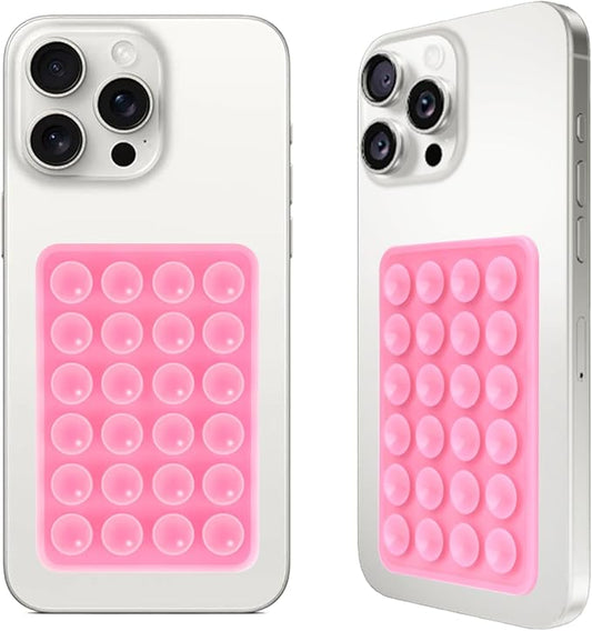 Giumel 2PCS Silicone Suction Phone Case Mount,Non Slip Suction Cup, Hands-Free Phone Accessories Holder for Selfies and Videos,Silicone Adhesive Stand Sticky for Cell Phone Pink