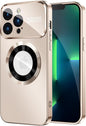 Magnetic for iPhone 13 Pro Case, Built-in Camera Lens Protector, Compatible with MagSafe, Logo View, Military Grade Protective Phone Cover, Desert Titanium