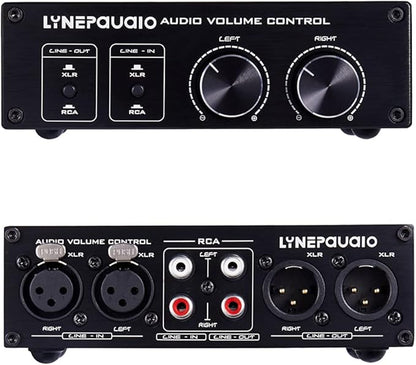 Volume Controller, Audio Volume Control Box, Passive Audio Volume Controller with Fully-Balanced & Single-Ended Mode XLR & RCA Interface for Home Stereo System Pre-Amplifier Speaker