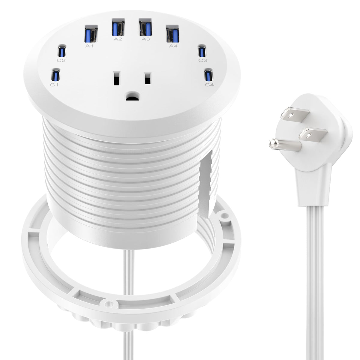 3 inch Desk Power Grommet USB C 65W,Ultra-Flat Plug Power Strip