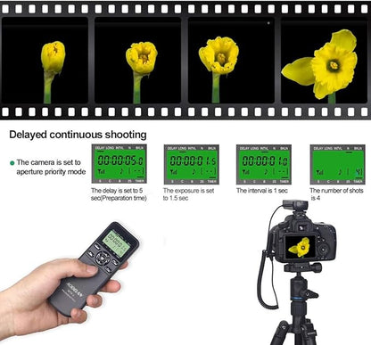 Wireless Shutter Release Timer Controller and Intervalometer with LCD and HDR for Olympus OM-D E-M10 Mark II, Pen E-PL8, Pen-F and for Panasonic Lumix DMC-G7, G85, GH4