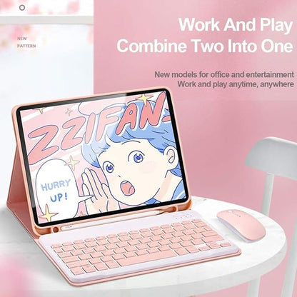 Keyboard Case for iPad Air 11 inch (M3 2025/M2 2024) with Mouse, Case for iPad Air 5th/4th Gen with Keyboard Cover with Pencil Holder, Pink