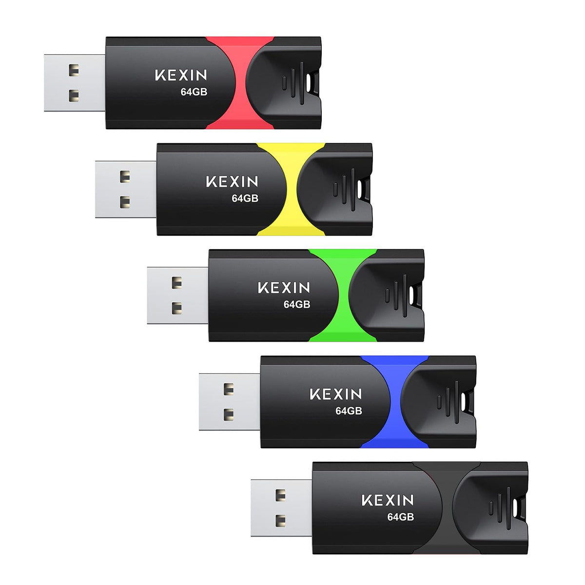 KEXIN Bulk USB 50 Pack 1GB USB Flash Drives Flash Drive Thumb Drive Bulk Flash Drives Swivel USB 2.0 (1G, 50PCS, Black)