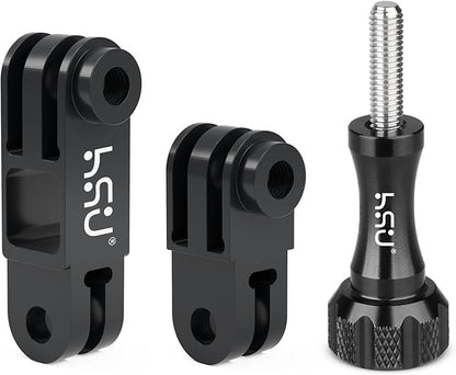 HSU Aluminum Alloy Metal Adjust Arm Straight Joints Mount, Long and Short Vertical Direction Straight Joints Mount for Gopro Hero 13 12 11 10 9 8 7 6 5, AKASO Campark and Other Action Cameras (Black)