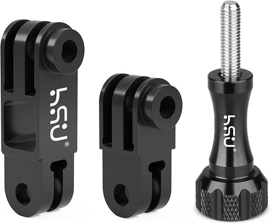 HSU Aluminum Alloy Metal Adjust Arm Straight Joints Mount, Long and Short Vertical Direction Straight Joints Mount for Gopro Hero 13 12 11 10 9 8 7 6 5, AKASO Campark and Other Action Cameras (Black)
