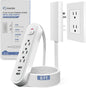 Saker Outlet Concealer Power Strip, 8FT Surge Protector Flat Extension Cord with 3 Outlets and 3 USB Ports, Outlet Cover Baby Proofing for Kitchen, Home and Office (8FT)