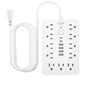 JouleLoom 10 FT Flat Plug Power Strip,11 Multiple AC Outlets with 6 USB Ports (2 USB C), 6 Feet Extension Cord, 1250W/10A, One Touch Switch Button, White
