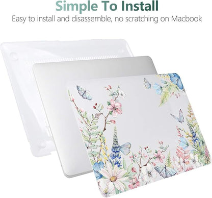 Batianda Case for MacBook Air 13 Inch M1 2020 2019 2018 Release Model A2337 A2179 A1932 with Retina & Touch ID, Floral Series Hard Shell Cover with Keyboard Cover & Screen Protector,Elegant Flowers