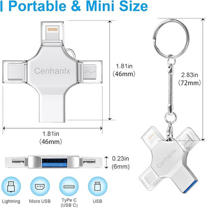 Photo Stick USB Flash Drive128GB Memory Stick Omni USB 3.0 High Speed Thumb Drives Portable Mini Storage Device External Storage for Smartphone/Laptop/PC/Android