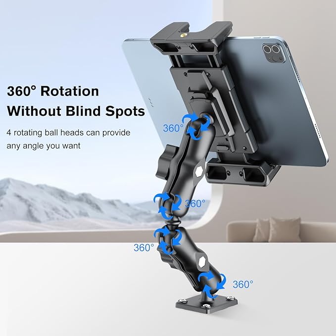 OHLPRO Tablet Mount for Truck - Heavy Duty Drill Base - Tablet Holder for Car Dashboard, iPad Holder for All 5"-13" iPad Pro Samsung Galaxy Kindle fire Tablets and Car Wall Desk etc.