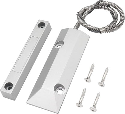 Magnetic Reed Switch Wired Surface Mount Normally Open/Closed NC/NO Contact Sensor Alarm Magnetic Door Switch with 3 Wires, Zinc Alloy Sliver, OC-55